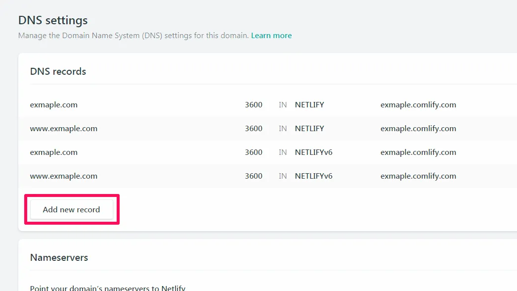 NetlifyでAdd new recordを選択