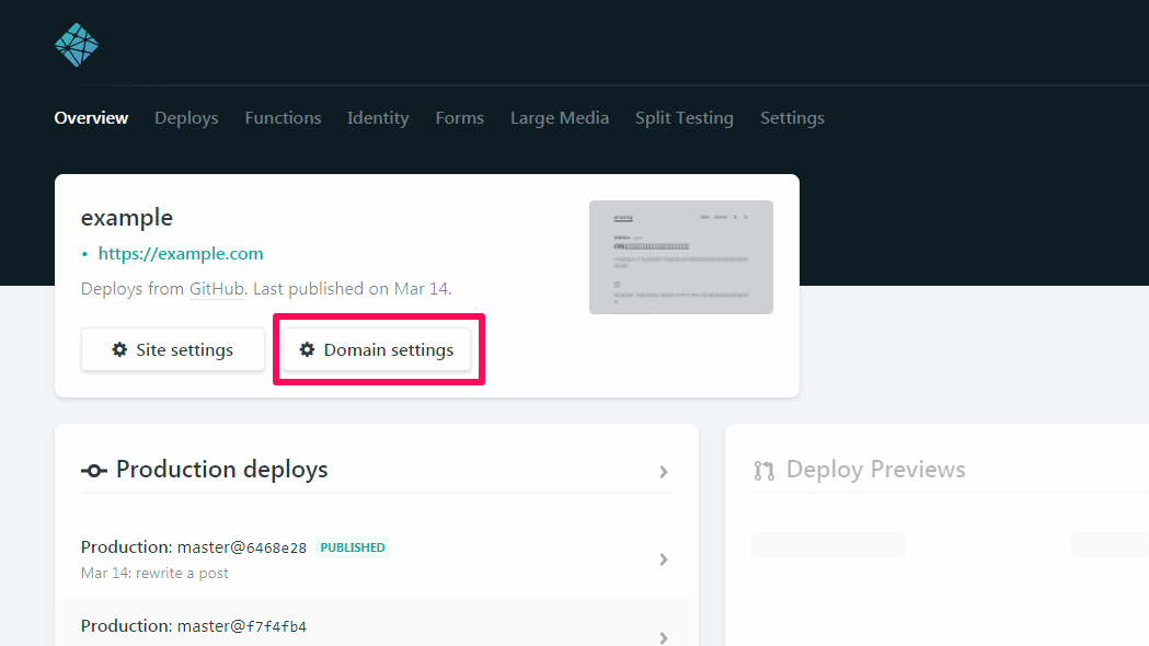 NetlifyでDomain settingsを選択